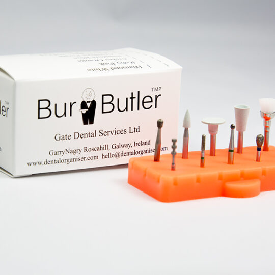 BurButler Amber Orange 10 hole base with burs and retail box small